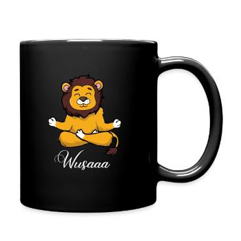 Auszeit Durchatmen Wusaaa Löwe - Tasse einfarbig - Schwarz - Rechts