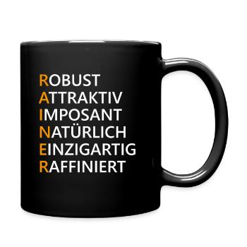 Rainer Name Geschenk - Tasse einfarbig - Schwarz - Rechts