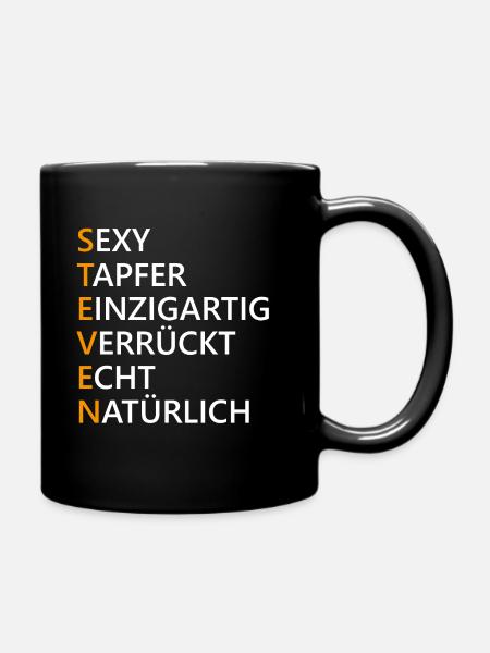 Steven Name Geschenk - Tasse einfarbig - Schwarz