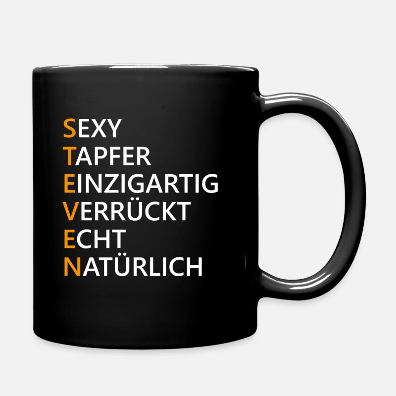Steven Name Geschenk - Tasse einfarbig - Schwarz