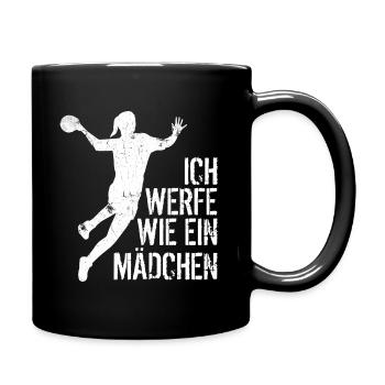 Ich werfe wie ein Mädchen - Handball Girl - Tasse einfarbig - Schwarz - Rechts