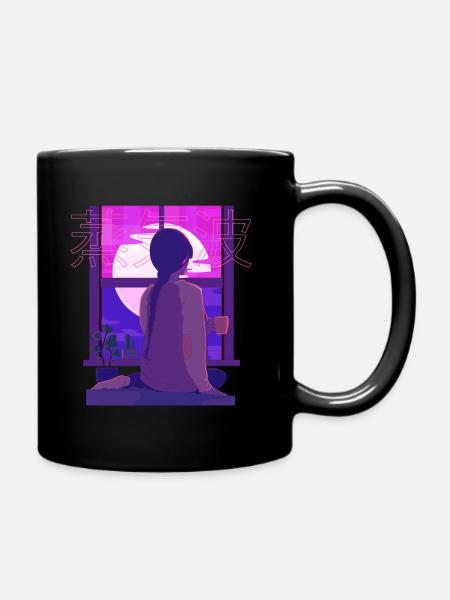 Japanese Girl Illustration Japan - Full Colour Mug - black
