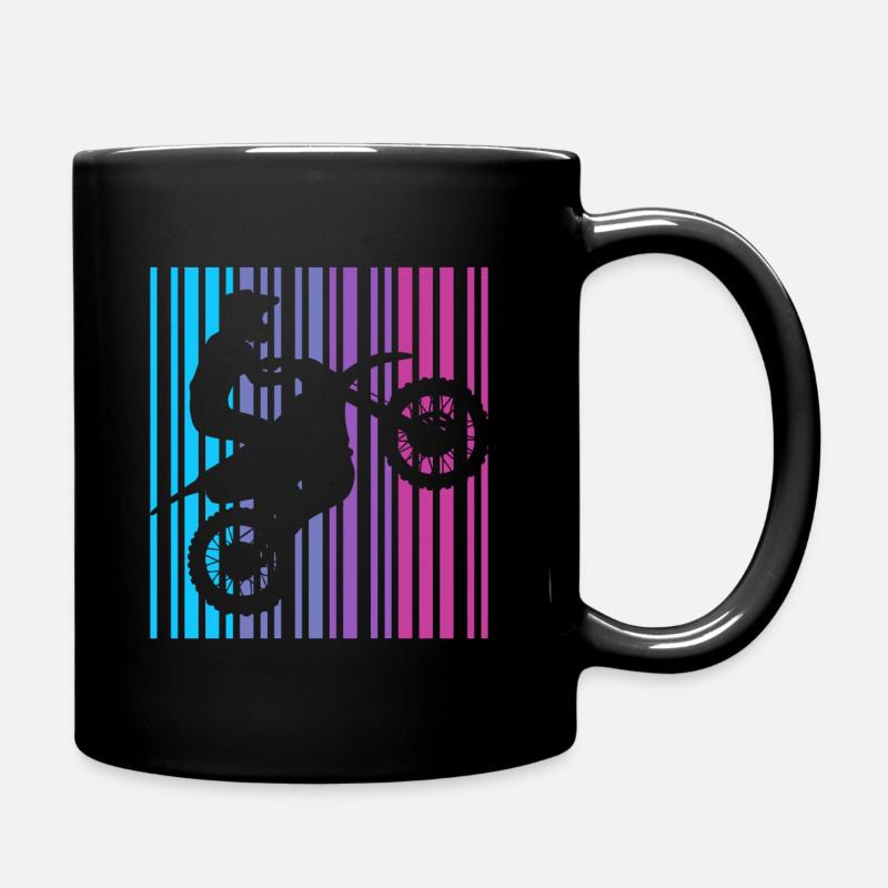 Motorrad Strichcode Motorradfahrer Motocross - Tasse einfarbig - Schwarz