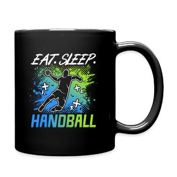 Handballer Eat Sleep Handball Handballspieler - Tasse einfarbig - Schwarz - Rechts