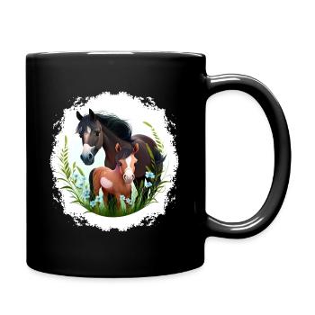 Pferdeshirt Pferd Reiten Turnier Pferde Mädchen - Tasse einfarbig - Schwarz - Rechts