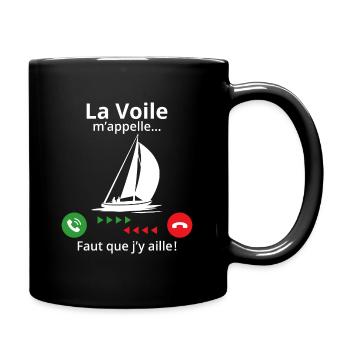 La voile m'appelle faut que j'y aille! - Mug uni - noir - Droite