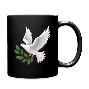 Dove of Peace with Olive Branch - PeaceStatement - Full Colour Mug - black - Right