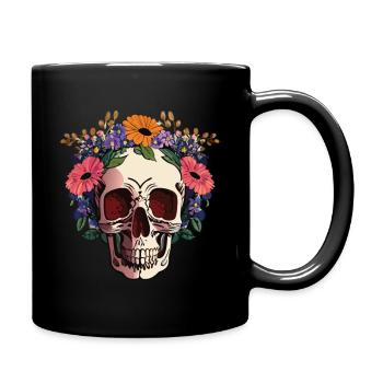 Flower skull - Tasse einfarbig - Schwarz - Rechts