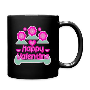happy Valentine, schönen Valentinstag - Tasse einfarbig - Schwarz - Rechts