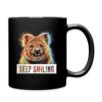 Rainbow Bliss: Das Lächeln des Quokka - Tasse einfarbig - Schwarz - Rechts