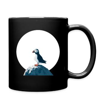 Papageitaucher auf Felsen - Tasse einfarbig - Schwarz - Rechts