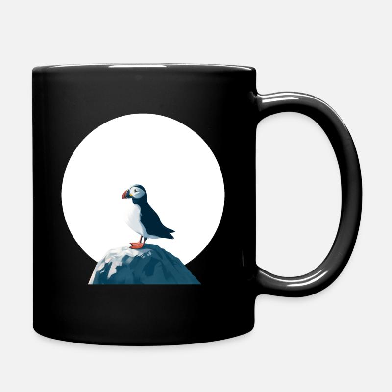 Papageitaucher auf Felsen - Tasse einfarbig - Schwarz