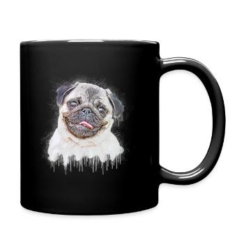 Mops - Tasse einfarbig - Schwarz - Rechts
