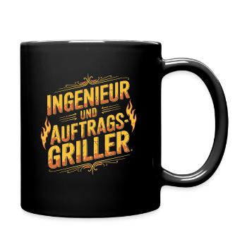 Ingenieur und Auftragsgriller - Tasse einfarbig - Schwarz - Rechts
