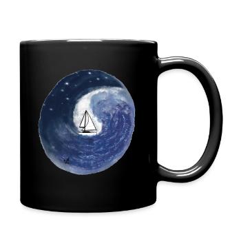Anchor in the storm of waves - Full Colour Mug - black - Right