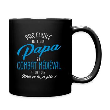 Papa et combat médiéval - Mug uni - noir - Droite