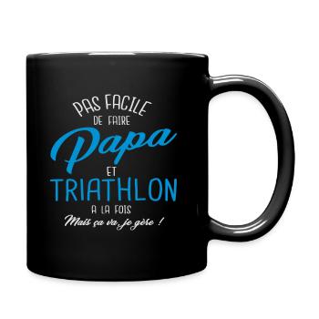 Papa et triathlon - Mug uni - noir - Droite