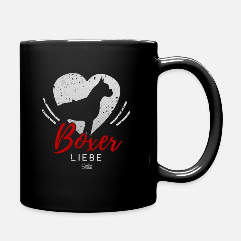 Boxer Liebe mit Herz - Tasse einfarbig - Schwarz