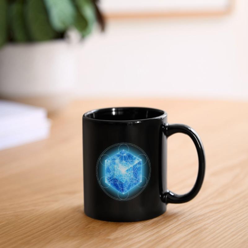 Metatrons Würfel mit Tesseract, 4D Hypercube, Tasse einfarbig