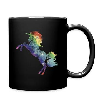 Einhorn Regenbogen - Tasse einfarbig - Schwarz - Rechts
