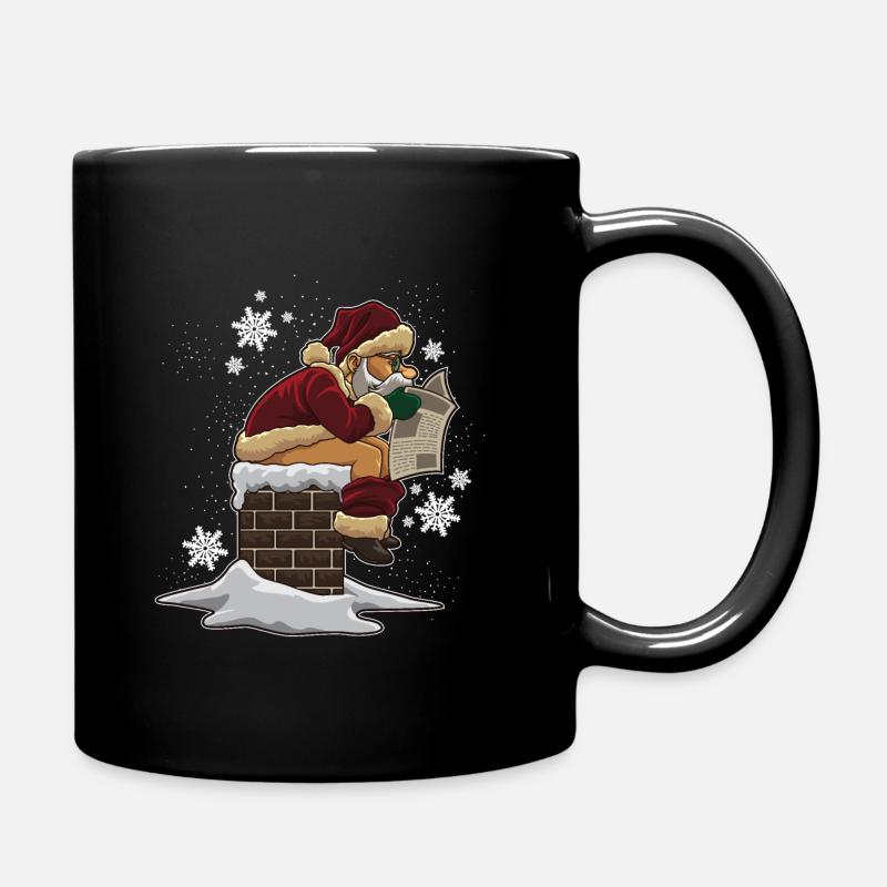 Santa Claus Shits In The Chimney - Full Colour Mug - black