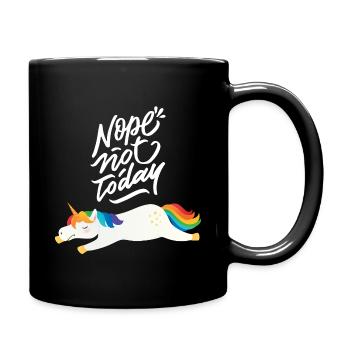 Nope Not Today - Lazy Chill Unicorn - Full Colour Mug - black - Right