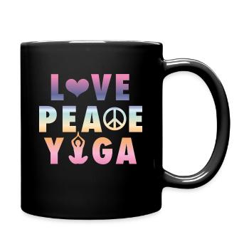 Yoga - Love, Peace, Yoga - Tasse einfarbig - Schwarz - Rechts