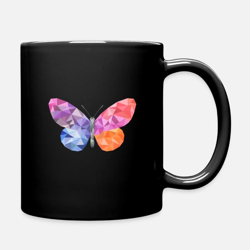 Mosaik Schmetterling - Kristall/Origami Design - Tasse einfarbig - Schwarz