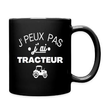 T shirt tracteur j'peux pas tracteur humour cadeau - Mug uni - noir - Droite