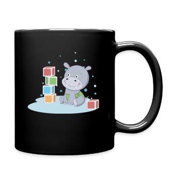 Hippopotames avec dés - Mug uni - noir - Droite