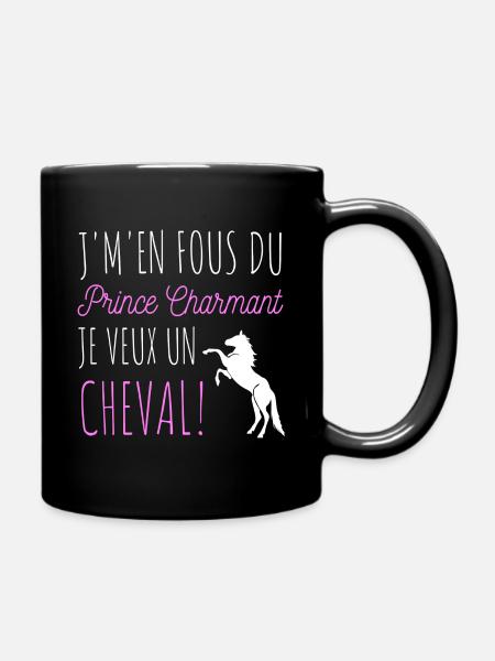 Je veux juste un cheval humour équitation cadeau - Mug uni - noir