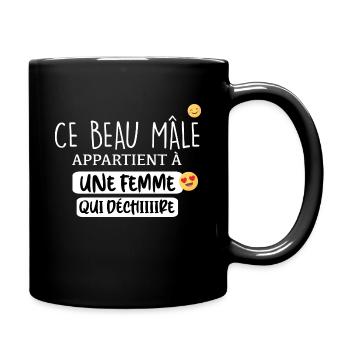 Citation amour Saint Valentin. Beau mâle - Mug uni - noir - Droite