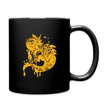 Pizza-Drache - Tasse einfarbig - Schwarz - Rechts