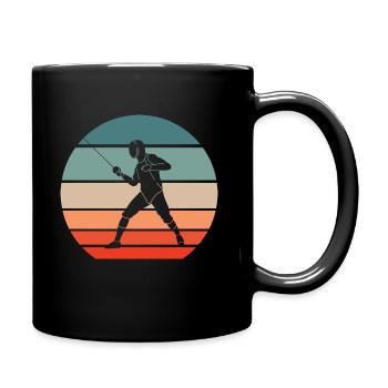 Fencing épée fencing retro sunset fencer - Full Colour Mug - black - Right