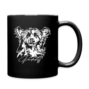 POWDERPUFF Chinese Crested Dog Portrait Wilsigns - Tasse einfarbig - Schwarz - Rechts