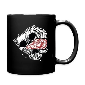 Skull & Rose // Schädel // Illustration - Full Colour Mug - black - Right