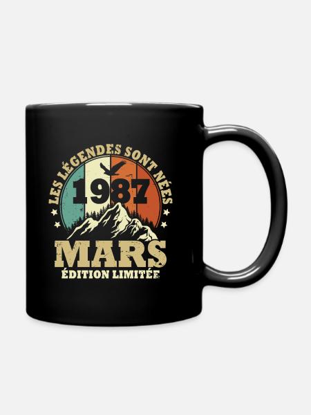 Les légendes sont nées en Mars 1987 Vintage - Mug uni - noir