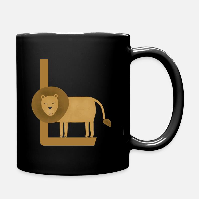 L - LEO - ABC, Alphabet, Lettre, Animal, Nom - Mug uni - noir