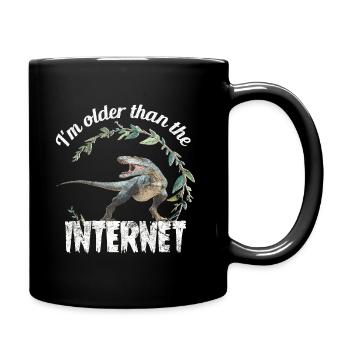 I'm older than the Internet + Dinosaur retro - Full Colour Mug - black - Right