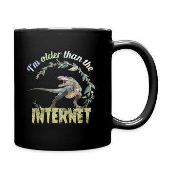 I'm older than the Internet + Dinosaur retro - Full Colour Mug - black - Right