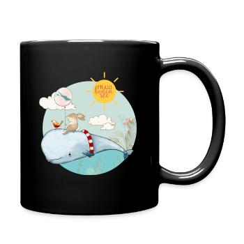 Abenteuer auf dem Wal – Bodensee-Motiv - Tasse einfarbig - Schwarz - Rechts