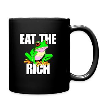 Iss das reichhaltige, lustige Froschdesign, Meme-Humor - Tasse einfarbig - Schwarz - Rechts
