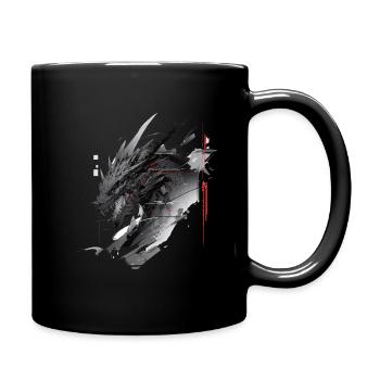 Mecha Tier Tiger Wolf Fuchs Drache Cyborg - Tasse einfarbig - Schwarz - Rechts