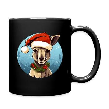 Kängurus Weihnachten - Tasse einfarbig - Schwarz - Rechts