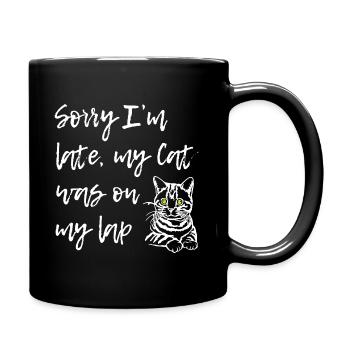 Sorry Cat Was On Lap - Tasse einfarbig - Schwarz - Rechts