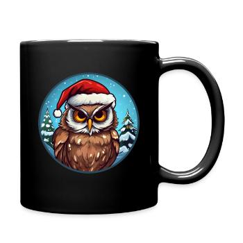 Hiboux Noël - Mug uni - noir - Droite