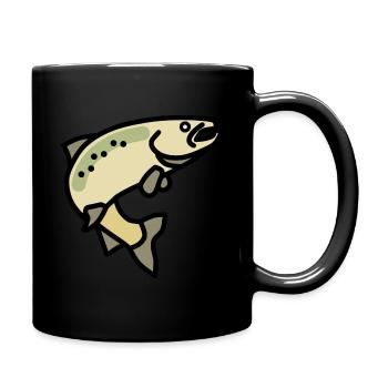 Jumping Salmon - Full Colour Mug - black - Right
