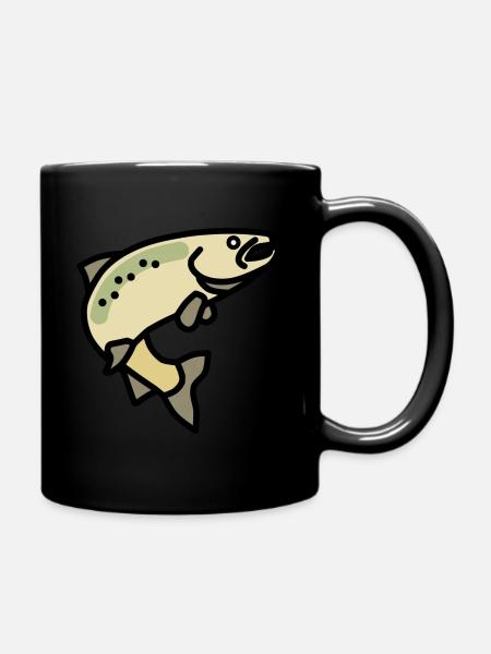 Springender Lachs - Tasse einfarbig - Schwarz