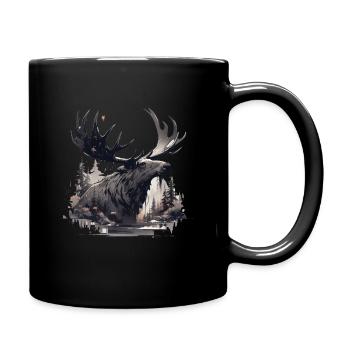 Elk deer nature Scandinavian forest - Full Colour Mug - black - Right