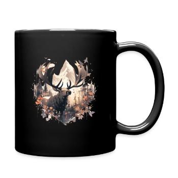 Elk deer nature Scandinavian forest - Full Colour Mug - black - Right